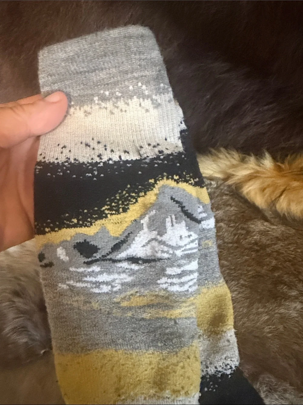 Casual Graphic Crew Socks in Black, Gray & Yellow bundle of 2 (420)